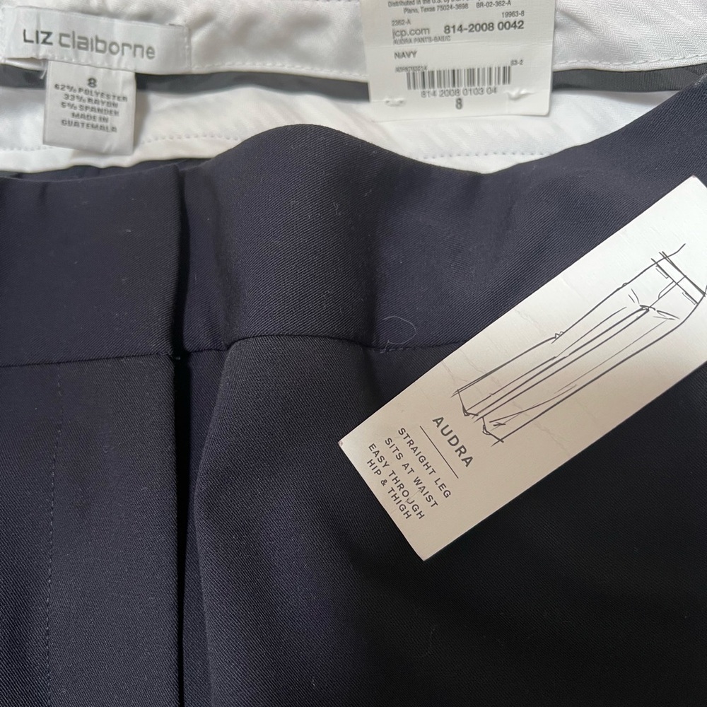 Liz Claiborne Navy Straight Leg Pants - Picture 3 of 5